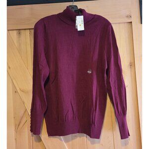 New! Lane Bryant Size 14/16 Burgundy Ribbed Knit Turtleneck Sweater Button Cuff
